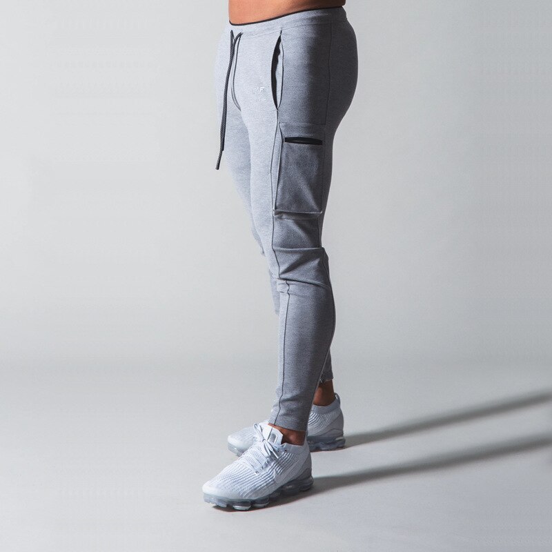 Herre lomme joggingbukser mænd fitness fitness fitness bukser man bomuld jogging sportsbukser plus size træningstøj