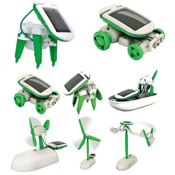 Brand 3D DIY Solar Powered 6 In 1Toy Kit Educational Robot Car Boat Dog Fan Plane Puppy Kids: Default Title