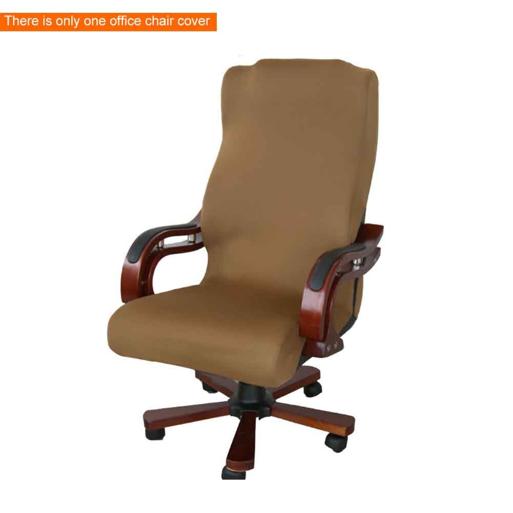Computer Seat Solid Color Stretch Office Chair Cover Furniture Protector Living Room High Back Washable Modern Simplism: Brown / L