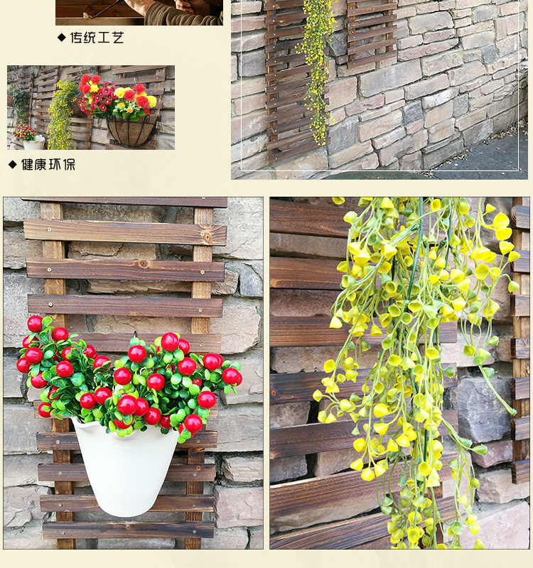 Self-contained Living Room Wall Hanging Wood Balcony Solid Wood Multi-layer Wrought Iron Green Plant Plant Climbing Vine Pot Rac