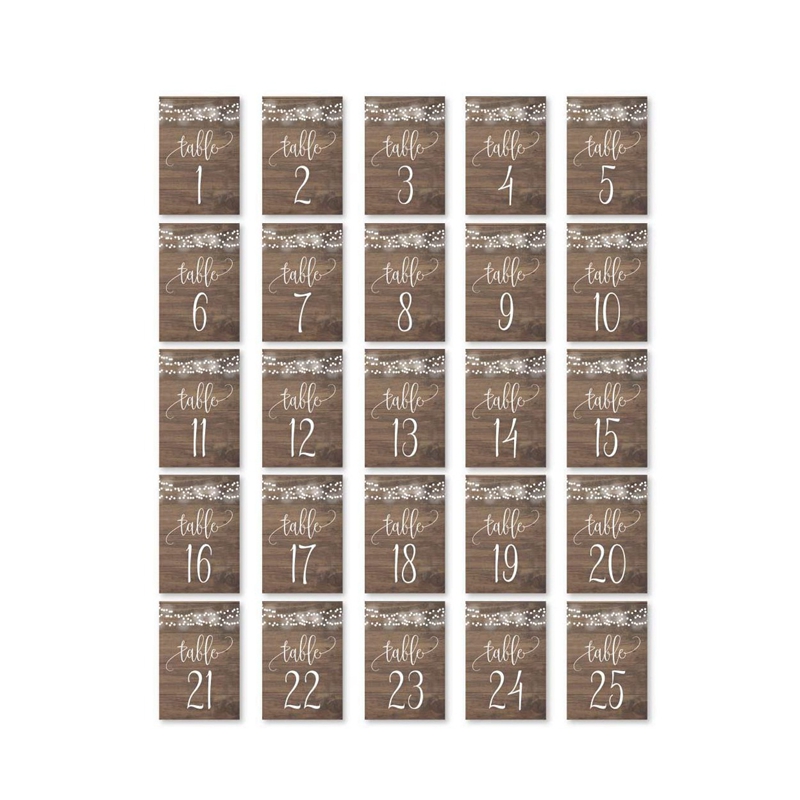 25 PCS Wood Number Double Sided Signs Wedding Table Numbers 1-25 For Wedding Reception Restaurant Birthday Party: Default Title