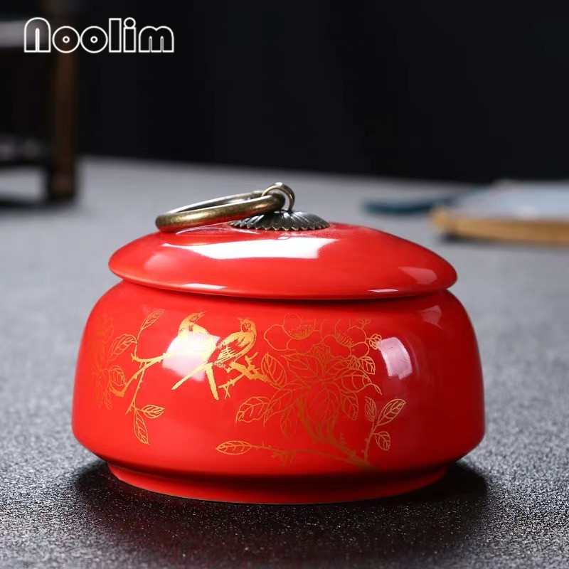 Portable Travel Ceramic Sealed Pot Small Storage Box Household Tea Caddy Canister with Lid Kitchen Spice Jar: D