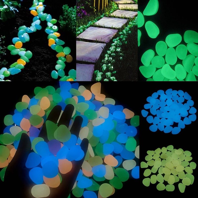 25/50pcs Luminous Stone Glow In The Dark Garden Pebbles Glow Stones Rocks for Walkways Path Patio Lawn Yard Fish Tank Decoration
