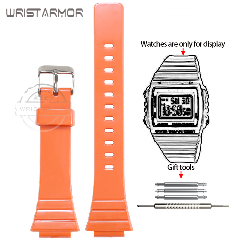 Harz-Uhrenarmband für Casio W-215H W215H W-217H F105W F108WH Uhrenarmband Ersatzarmband 18 mm Gummiarmband: Weiß Schwarz