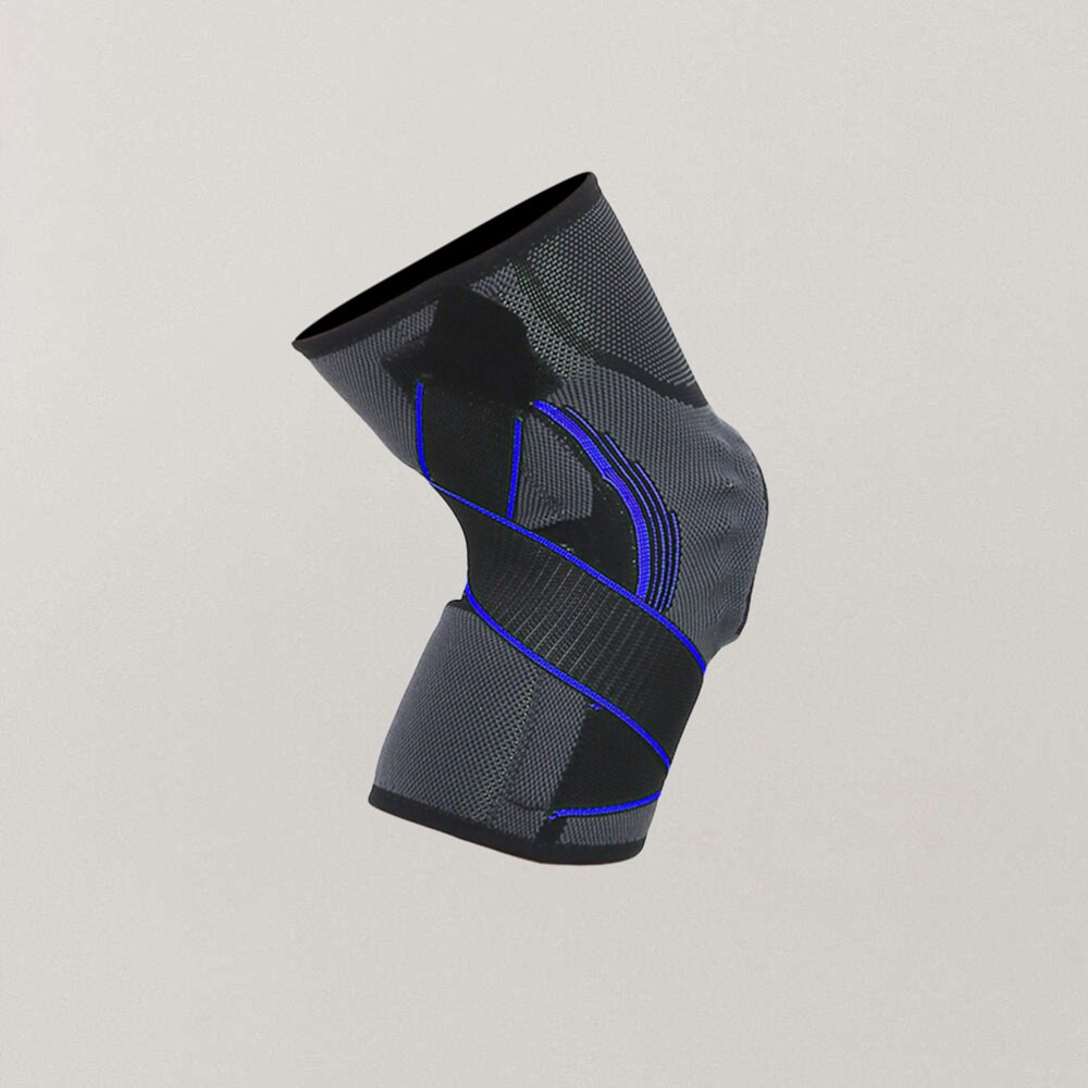 Sport Schutz Getriebe Unterstützung Silikon Frühling Druck Knie Pads Atmungsaktive Basketball Klettern Knie Schutz Ärmel-Größe B: schwarz blau