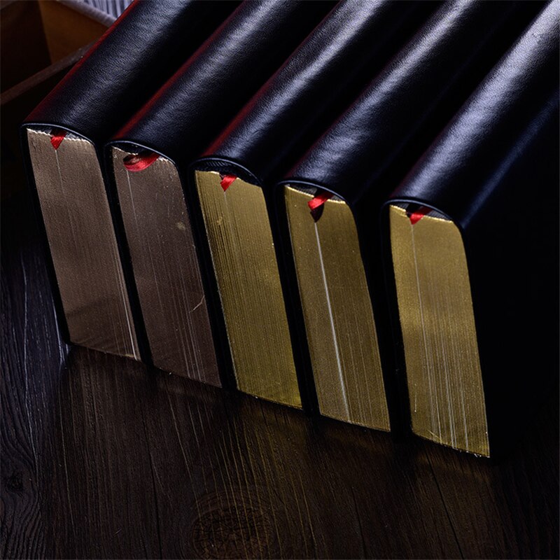 12X17Cm 240 Sheets Black Cover Bijbel Boek Schrift Fotoalbum Baby Dagboek Notebook 5Cm Dikke Geloven golden Rim Wit Papier