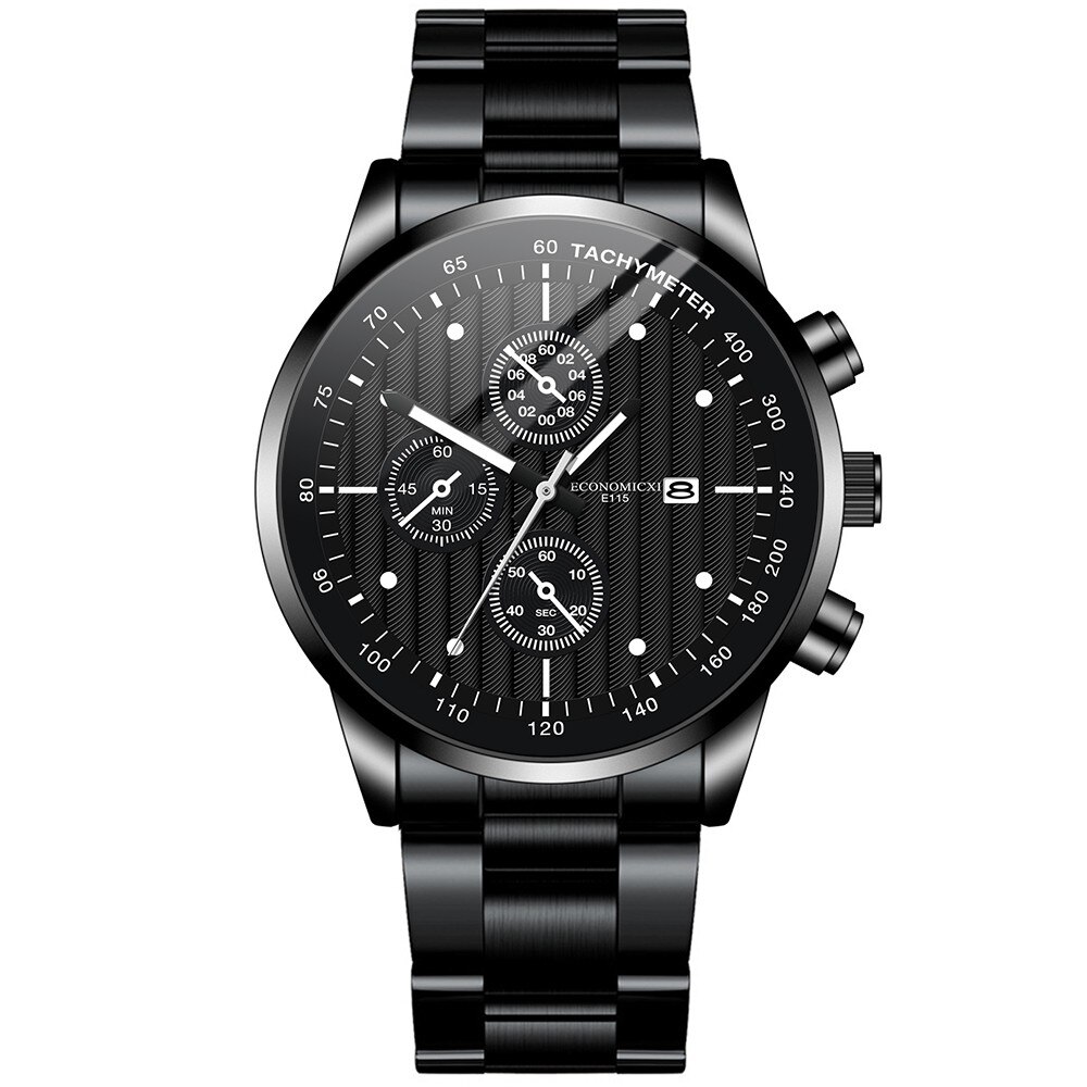 Mannen Horloges Mode Eenvoudige Zwart Blauw Goud Luxe Holle Stalen Mechanische Horloge Mannelijke Klok Decoratie Business Retro: A