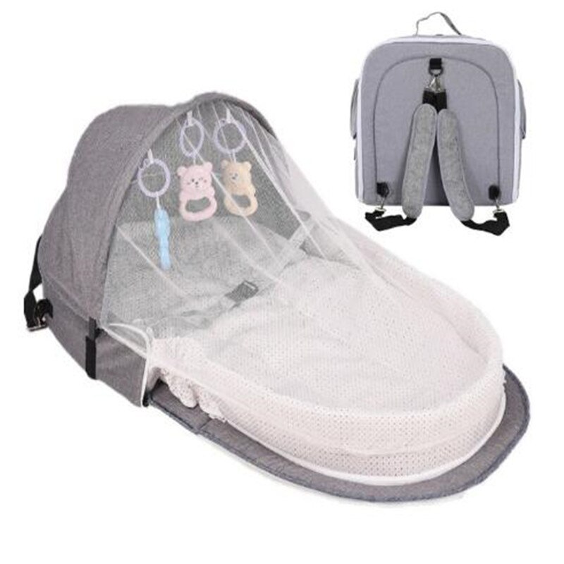 Berceau Portable pliable pour enfants, lit bébé, lit de voyage, avec moustiquaire, pour -nés: Gray Backpack