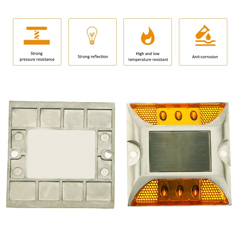 Square Aluminum LED Flashing Blinking on and off Cat Eye Reflector Solar Road Stud with Anchor Outdoor Lighting Path Lights