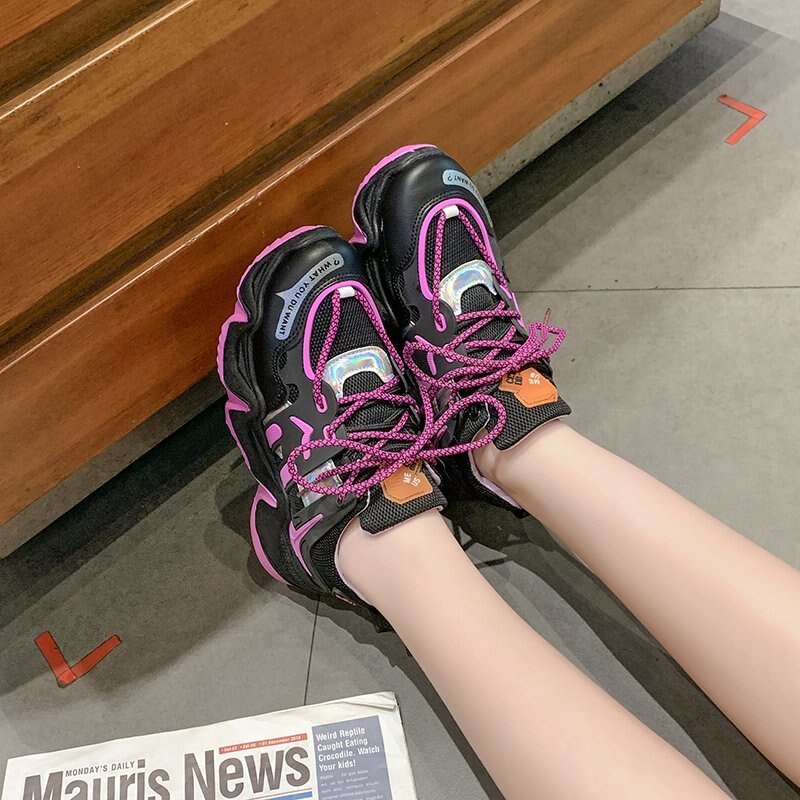 Fujin dames platform sneakers zomer ademende sneakers dikke dikke bodem casual dames dikke schoenen