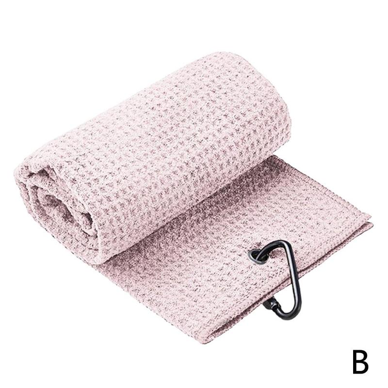 Golf Towel Waffle Pattern Cotton With Carabiner Cleaning Towels Cleans Hook Balls Microfiber Clubs Hands B0F2: pink