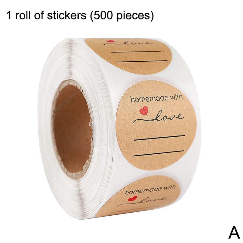 Handmade Love Stickers Packaging Writing Stickers Round Decorations 500pcs 1inch Labels: Style A