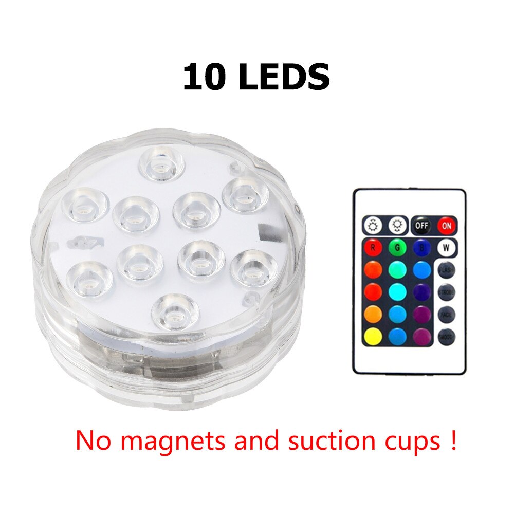 10/13 Led Remote Controlled Submersible RGB Light Pond Battery Operated Underwater Night Lamp Outdoor Garden Party Decoration: 10 Leds 3 Lamp