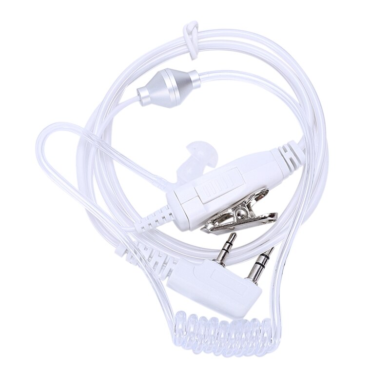 Witte Headset Koptelefoon Universal 2 Pin Mic Ptt Covert Akoestische Buis In-Ear Oortelefoon Voor Baofeng 5R 888 S Walkie Talkie