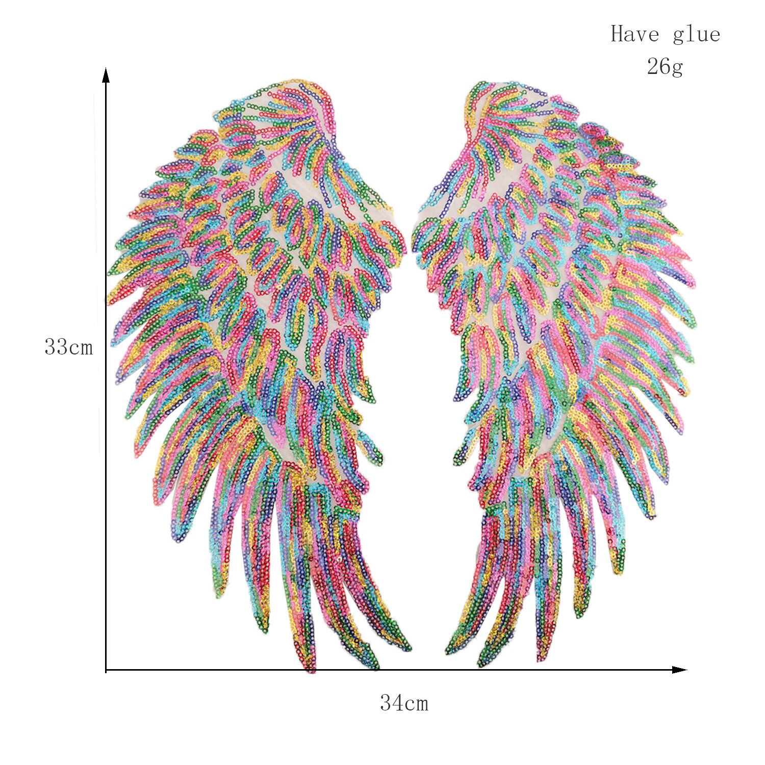 2pcs Angel wing Patches for Clothing Big Patches for Clothing Large Patch Sequin Patch Diy Patch Sequin Applique Iron On: 1