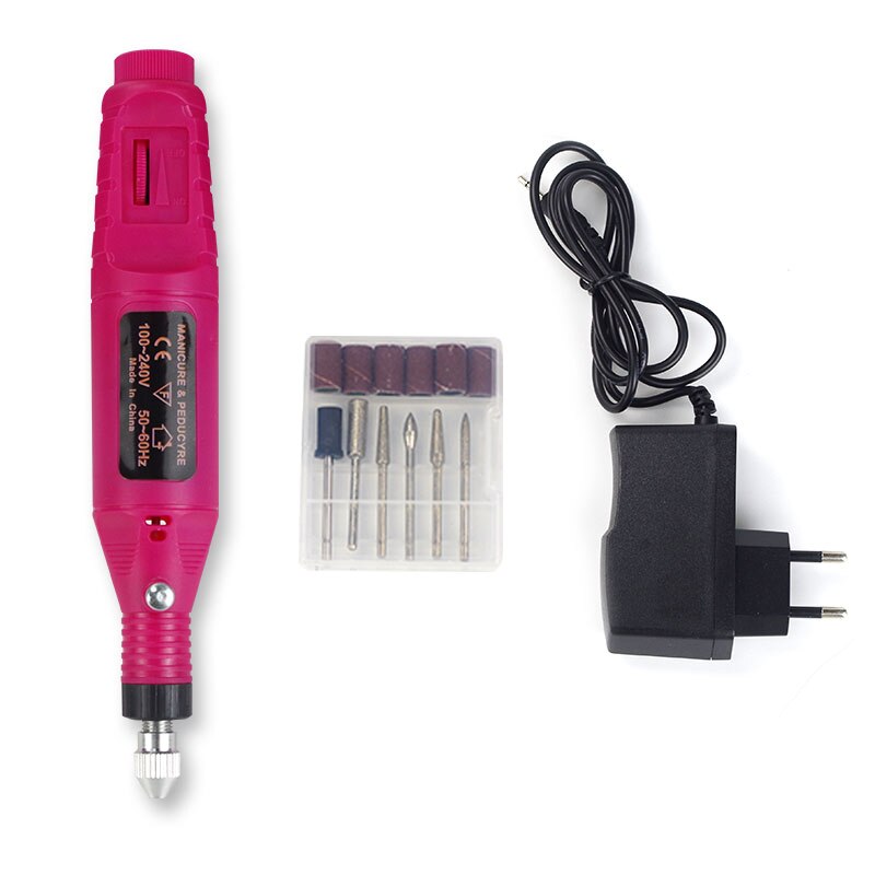 35000RPM Electric Nail File Set with 6 Drinding Bits 35W Nail Drill Set of Cutter for Pedicure Manicure Nail Milling Machine Set: Pink Nail Drill Pen