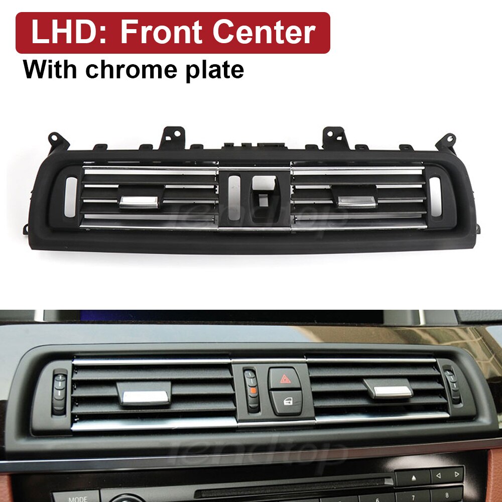 Klimaanlage entlüften Abdeckung Lenkrad Autos Verchromte Luft entlüften Gitter Abdeckung Tafel Für BMW F10 F11 F18 520i 523i 525i 528i 535i: LHD Vorderseite Center B