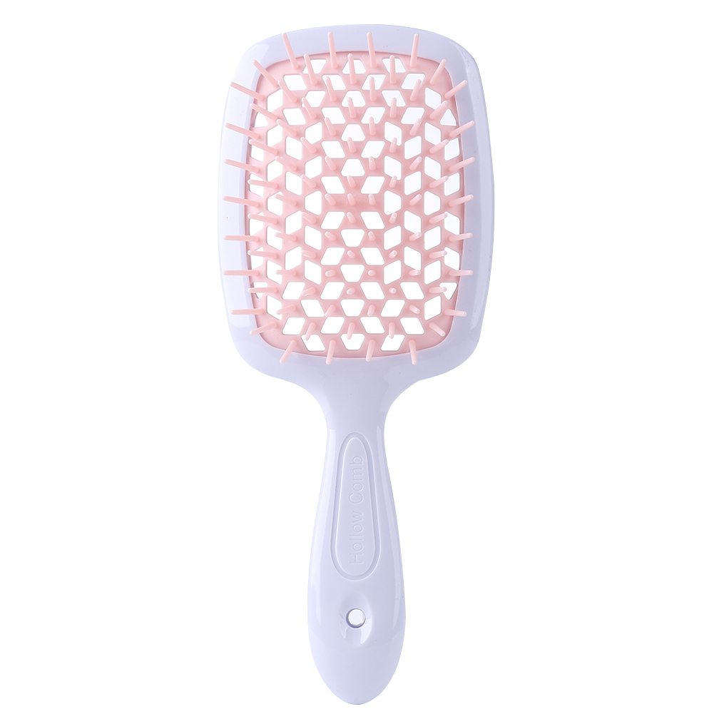 Cepillo de pelo enredado para niña, peines de pelo de dientes anchos, placa grande, masaje del cuero cabelludo, ahuecamiento, herramienta transparente para salón en casa: Pink