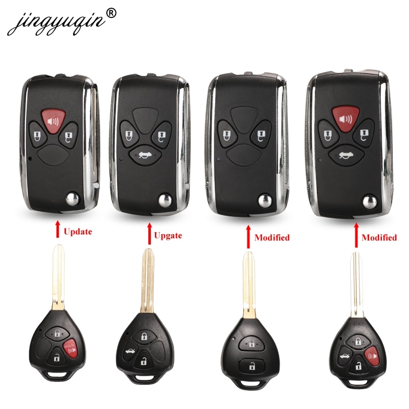 Jingyuqin-étui pour clé télécommande à 2/3/4 boutons, pour voiture Toyota Avlon Crown, Corolla, Camry, RAV4, Reiz, Yaris, Prado, coque Toy43