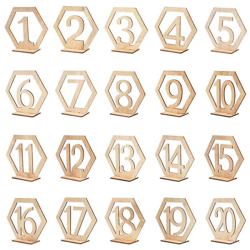 1set Table Number Signs For Wedding Party Decor Wooden Memo Holder For Wedding Birthday Party Events Catering Decor Supplies