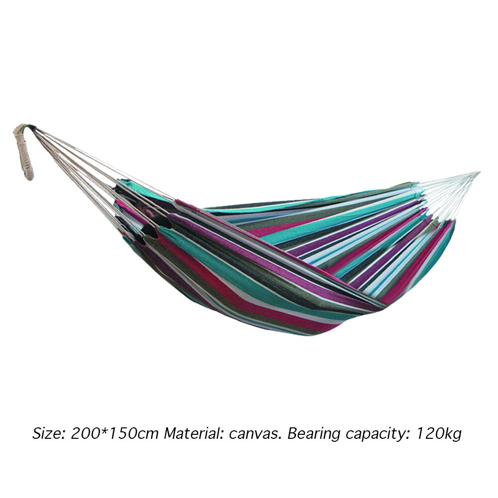 Canvas Hammock Thicken Leisure Stripe Double Single People Hanging Swing Bed Outdoor Garden Hammock Hanging Bed for Travel: A
