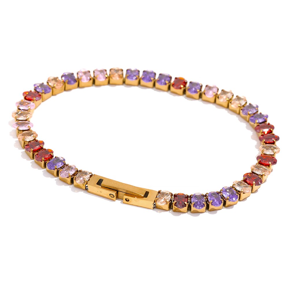 YAZILIND Halskette Frauen – Bunte CZ Edelsteine, Kurzes Halsband – Übertriebener Schmuck Für Hochzeit & Party