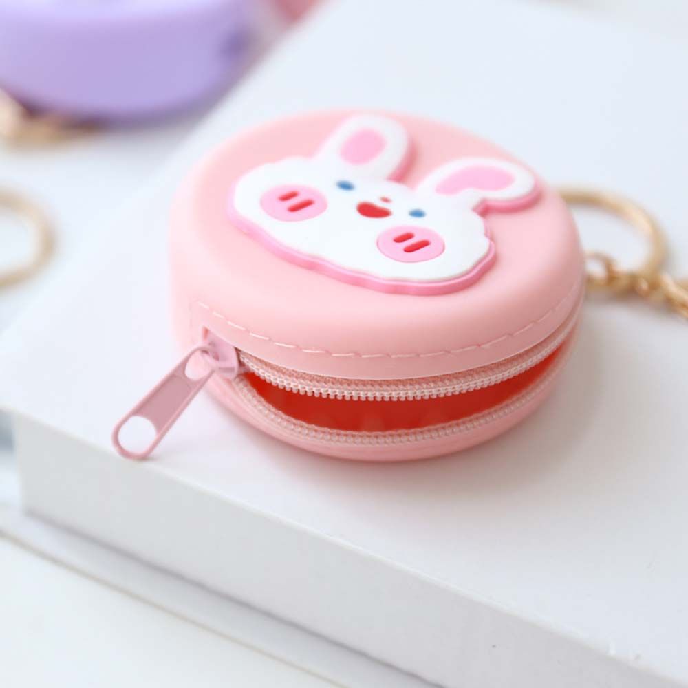 Kawaii Coin Purse Silicone Wallet Headset Bag Cartoon Animal Round Change Pouch Bag Keychain Lovely Cute Kid