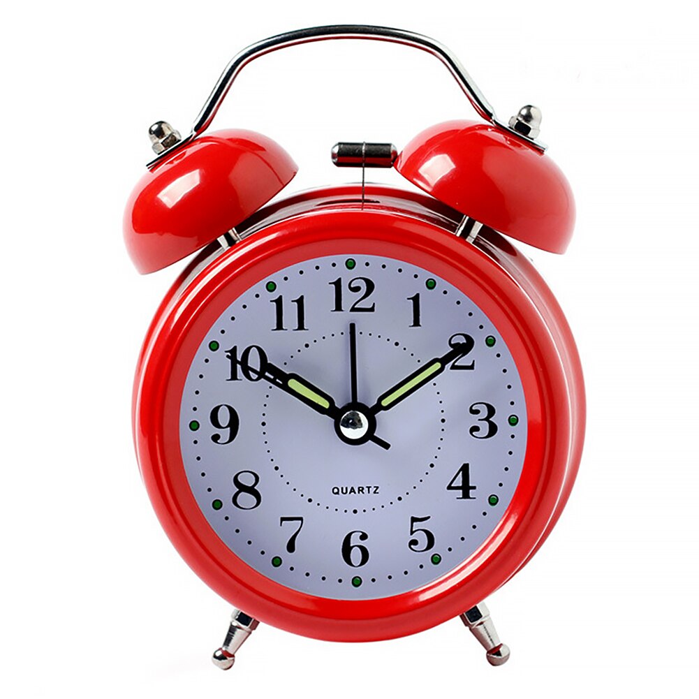 Battery Operated Living Room Alarm Clock Bedroom Lightweight Portable Mini Cute Desktop Multifunction Metal With Night Light