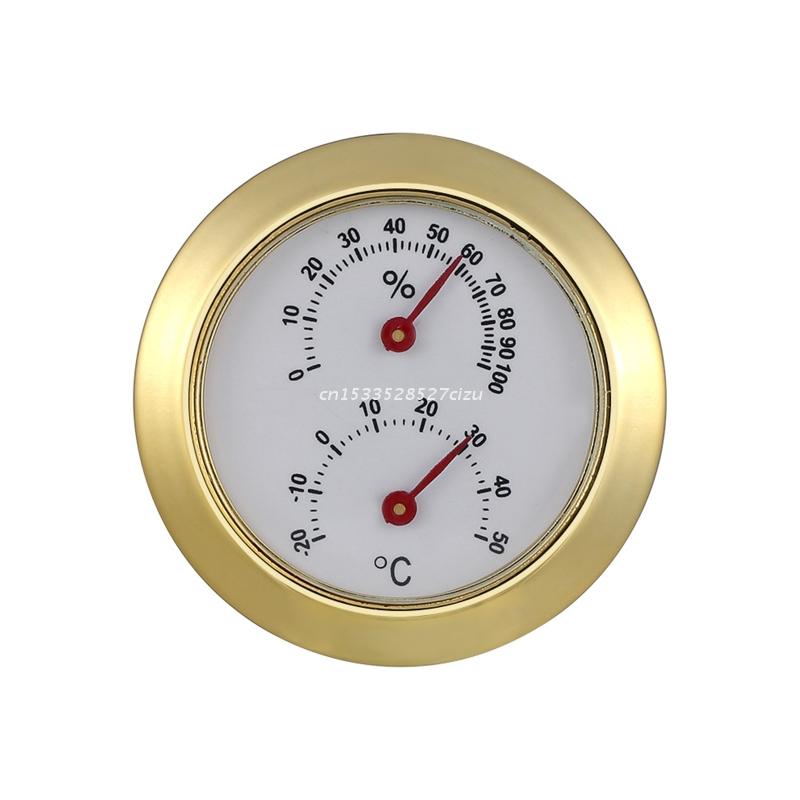 Mini Round Digital Hygrometer Thermometer Temperature Humidity Meter Gauge: Gold