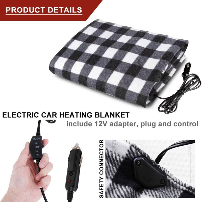 Elektrische Auto Deken-Verwarmde 12 Volt Fleece Reizen Gooi Voor Auto En Rv-Geweldig Voor Koud Weer, bumperkleven, En Emergency Kits B