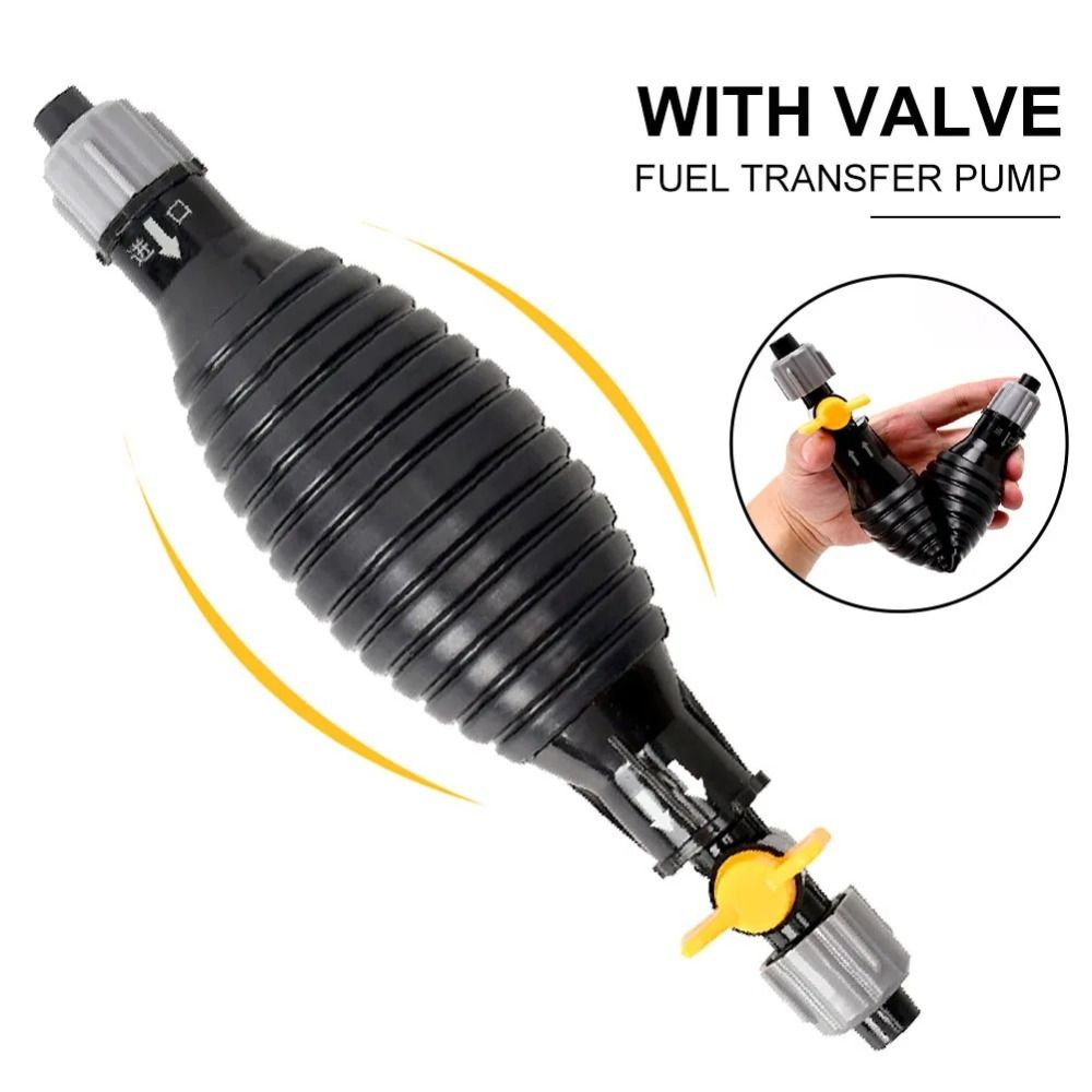 Universal Hand Gas Oil Pump Manual with Flow Valve Portable Hand Gas Pump Safe Oval Gasoline Siphon Hose Pump Oil