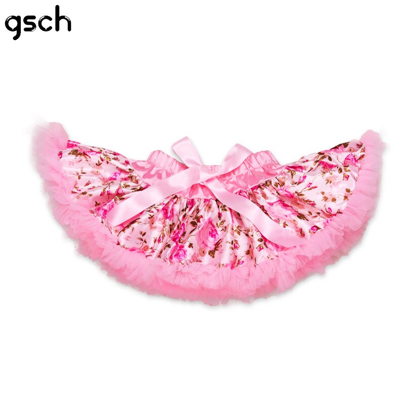 Falda tutú para bebé de Navidad, faldas con volantes con flores rosas estampadas, faldas de chifón esponjosas para niñas, ropa infantil