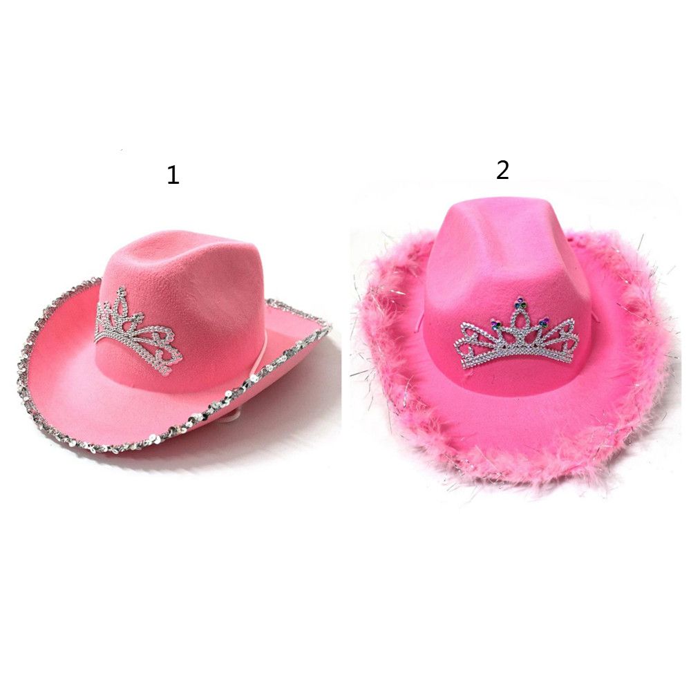 Sombreros de corona rosa para niña, gorro de Sol para playa, sombrero de vaquero informal occidental, disfraz para accesorios de , vestido