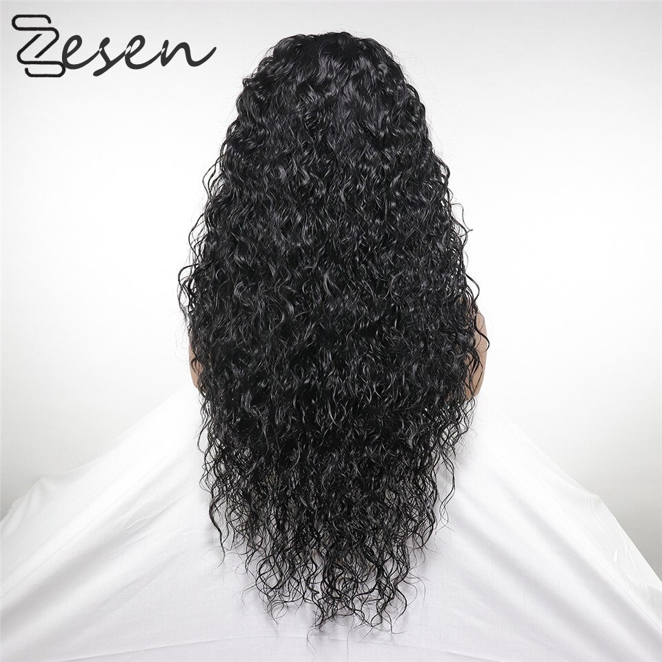 ZESE13x4 Black Synthetic Lace Front Wigs Kinky Curly Long Hair Resistant Glueless With Natural Hairline for Women With Baby Hair