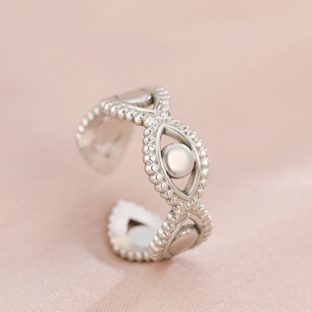 Anillos de acero inoxidable bohemio geométrico abierto ajustable anillo ancho Vintage anillo fino para mujer joyería de aniversario: Gris