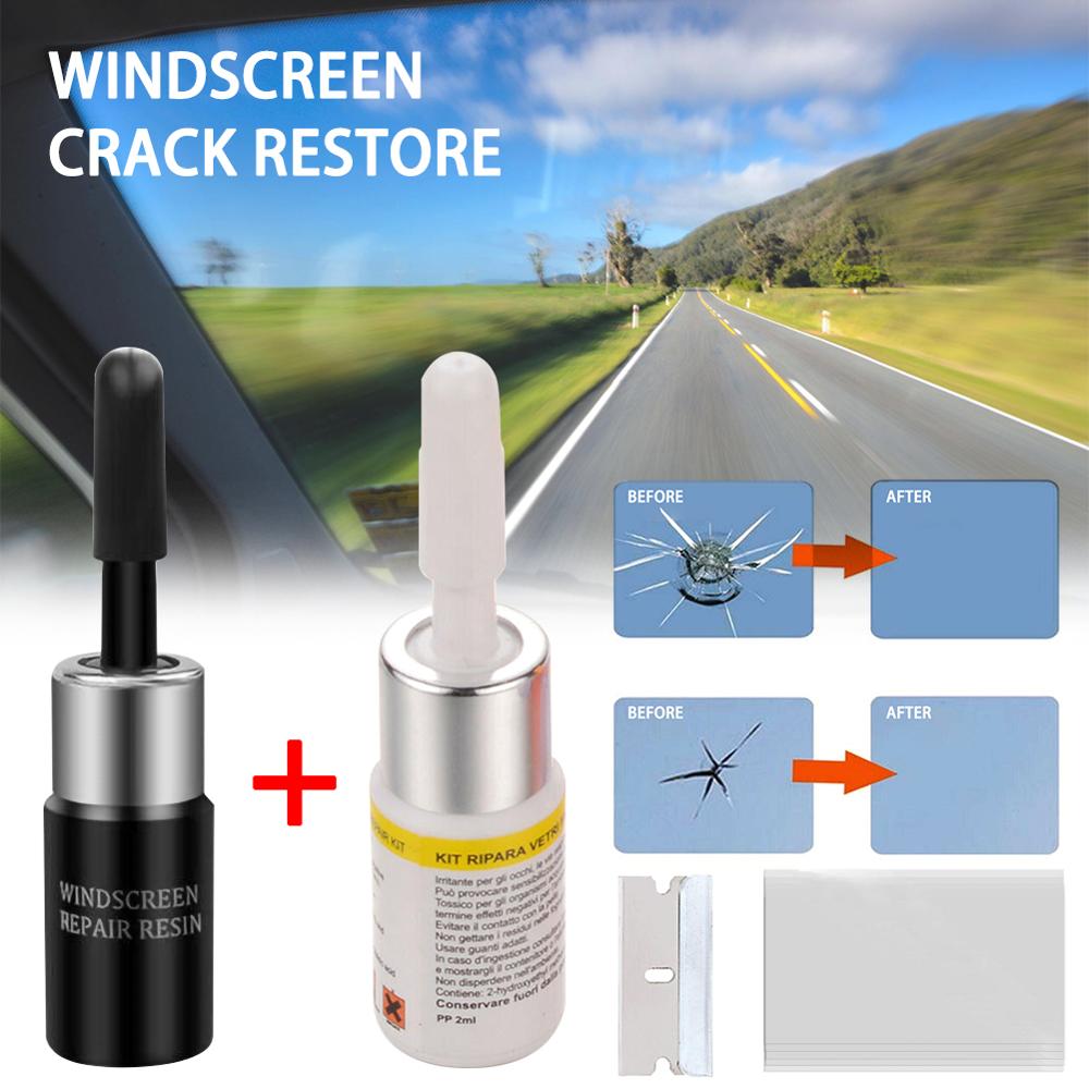 2 pakke bilrude reparationsværktøj bil bilglas nano reparationsvæske kit vinduesglas crack chip reparation