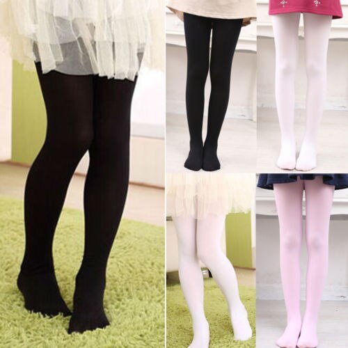 Children Girls Solid Ballet Stockings Dance Footed Tights pantyhose Black White Pink Stockings For Ballet Dancerr