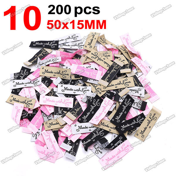 200Pcs Mix Cloth Labels Cartoon Pattern Hand Made Tags For Knitted Hats Woven Handmade Labels DIY Bag Shoes Sew Accessories: NICKEL