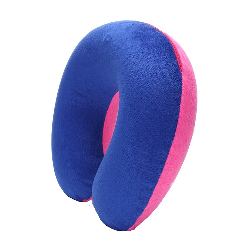 1PC Opblaasbare U-vormige Reizen Air Kussen Comfortabele Nek Ondersteuning Korte Pluche Cover Kussen Nek Verlichten Vermoeidheid