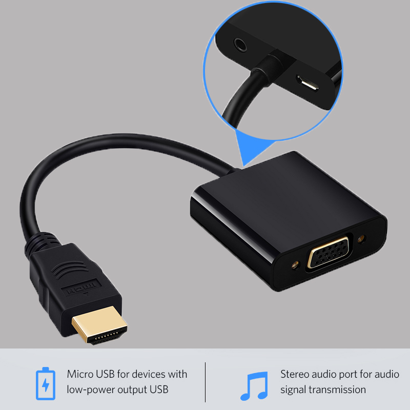 Shuliancable Hdmi Naar Vga Adapter Audio En Video Kabel Hdmi Vga Connector Voor Computer Monitor Projector 1080P 3D Hdmi naar Vga