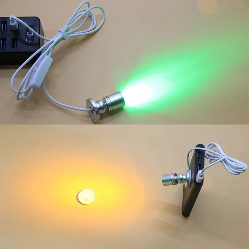 Foco Led USB de 3W, DC5V, joyería, vitrina, mostrador, lámpara montada en superficie, Mini punto de luz de techo, pegatina de interfaz de interruptor