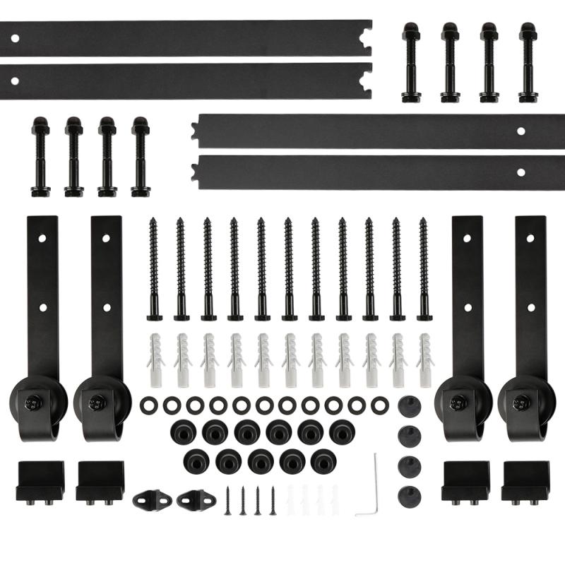 Uit Frankrijk 1Set Schuifdeuren Schuur Deur Hardware Roller Track Rail Kit Set Voor Closet Kast 366Cm Deur schuifdeuren Schuur Track Hwc