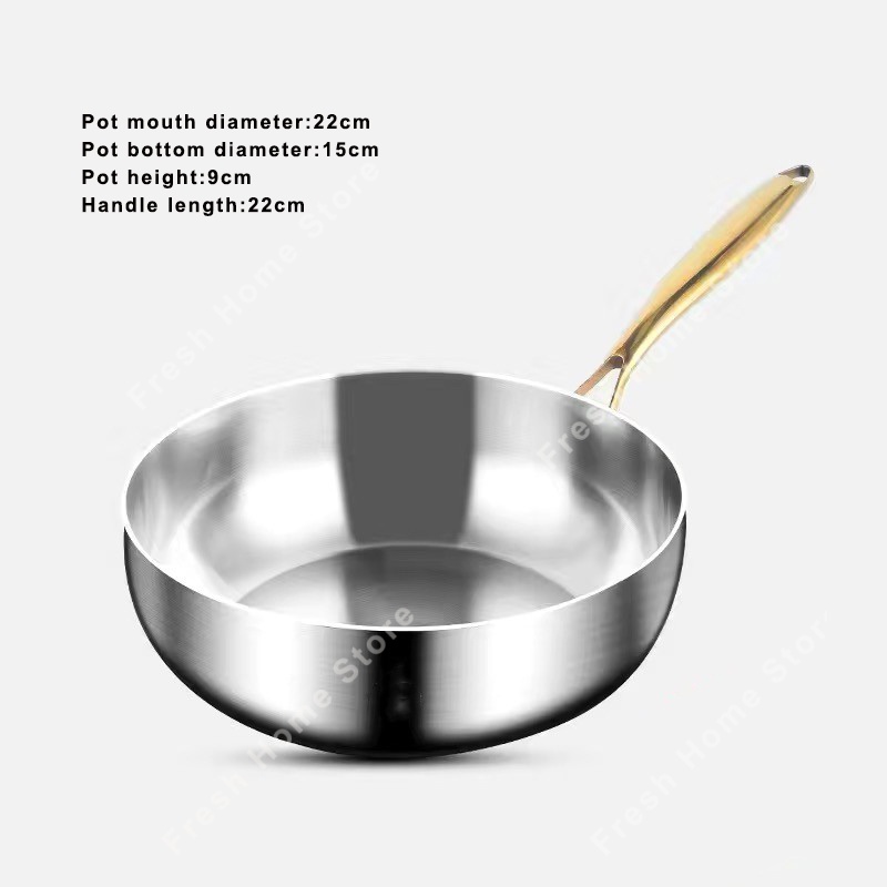 Sartén para freír, ollas antiadherentes, sartenes Wok de acero inoxidable 316, para el hogar, mesa de cocina eléctrica de inducción, utensilios de cocina, cacerola nueva: Blanco