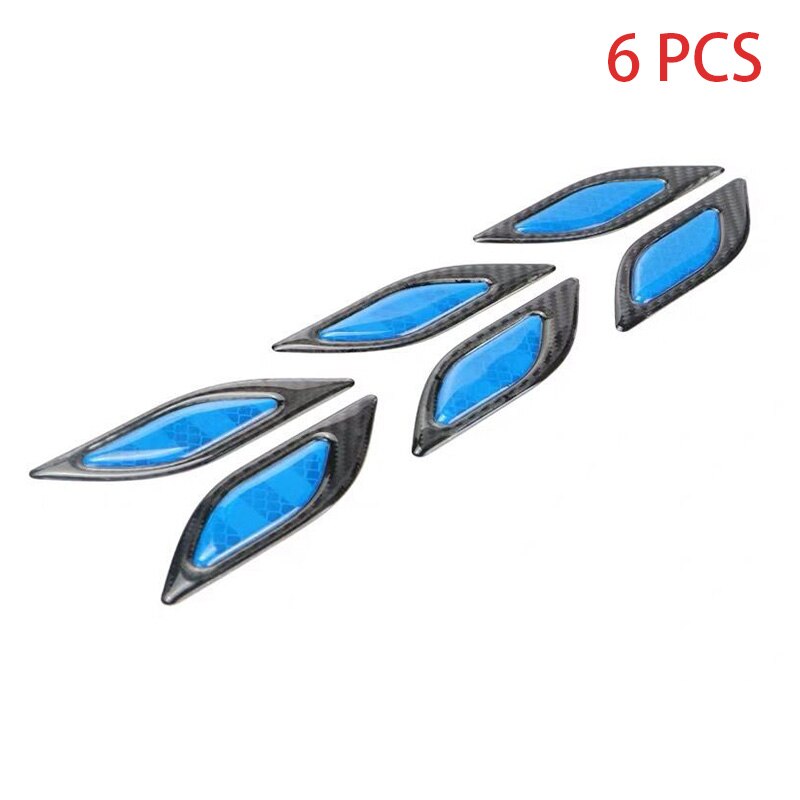 Carbon Fibers Car Sticker Reflective Anti-scratch Safety Mark Warning Stickers Auto 6pcs/set: Black Blue