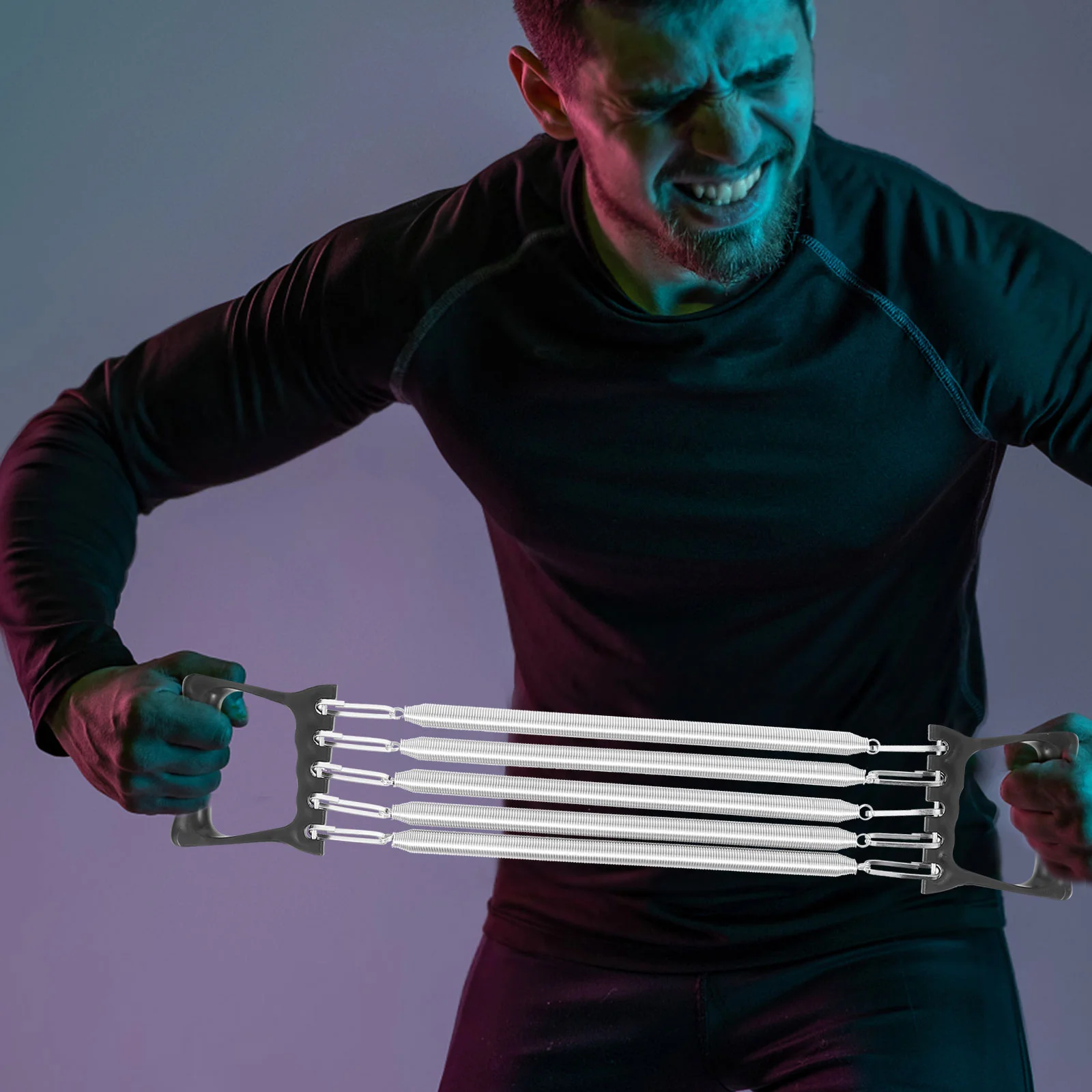 Fitnessapparatuur Lente Borst Expander Verstelbare handgreep Krachttrainer Plastic handvat Workout Sporter Stalen fitnessbeengewichten