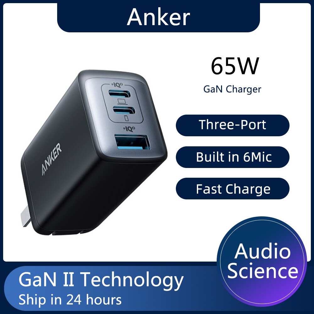 Anker Nano II 65W ładowarka samochodowa podwójna USB-C Usb dla Iphone 12/12 Mini/12 Pro Max, pixel 4/3, Ipad (A2667)