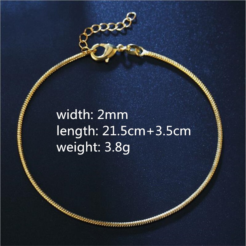 Zilver 925 Enkelbanden Voor Vrouwen Snake Chain Sieraden Golden Girl Armbanden Trendy Party Accessoires Kerstcadeau: gold