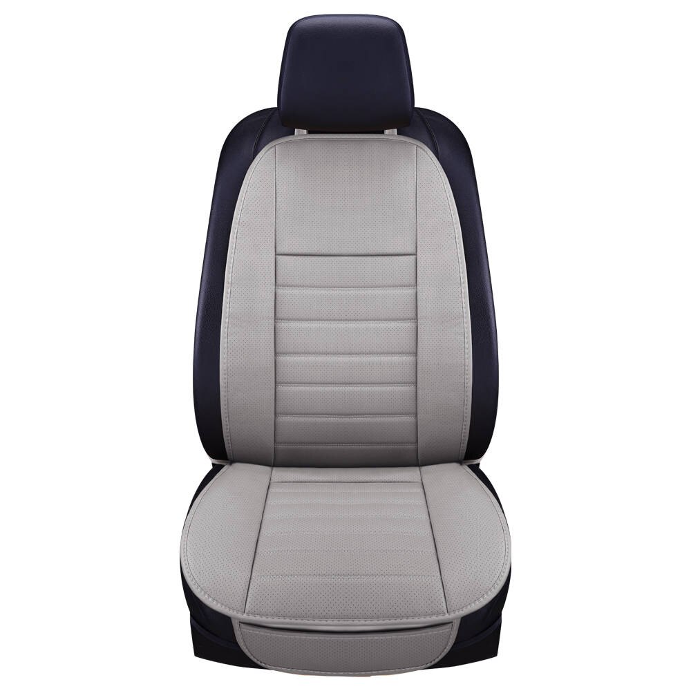 Aiyomo almofada para assento de carro, de couro pu, luxuosa, para a maioria dos carros, com encosto fino, 1 peça, 3 cores, não-capa de assento de carro silp: gray front 1pcs