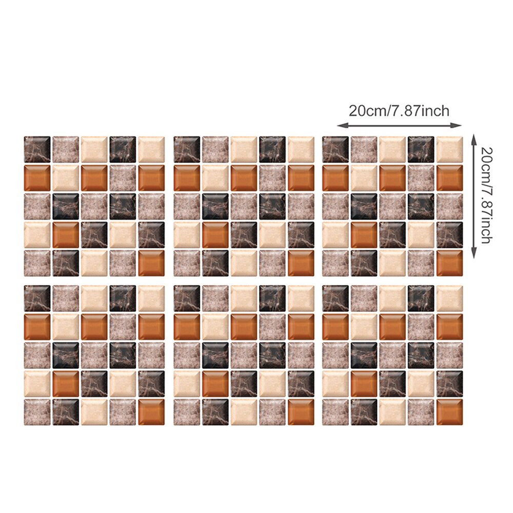 6 stk 3d mosaik vægklistermærker flisepasta vandtætte klistermærker badeværelse køkken pvc tapet gør det selvklæbende vægdekoration 20 x 20cm