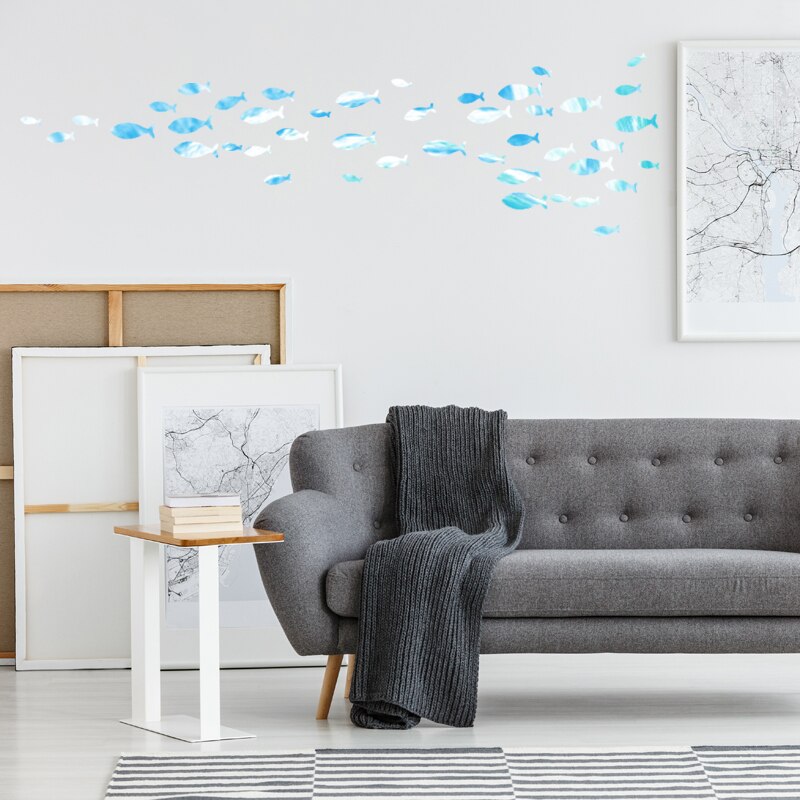 60Pcs Set Under The Sea Fish Waterproof Vinyl Decal Tiles Wall Stickers For Bathroom Kitchen Home Decor